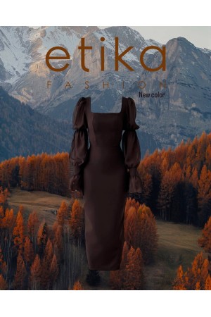 M00724-KAHVE KAHVE ELBİSE