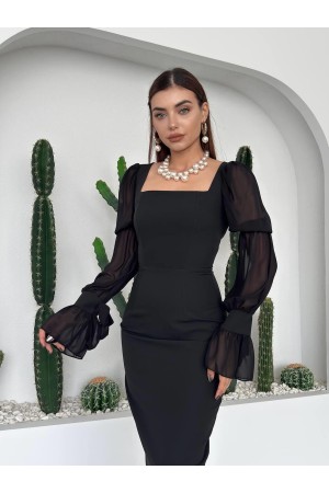 M00724-SIYAH Siyah ELBİSE