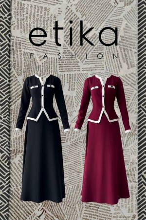 M00728-BORDO Bordo ELBİSE