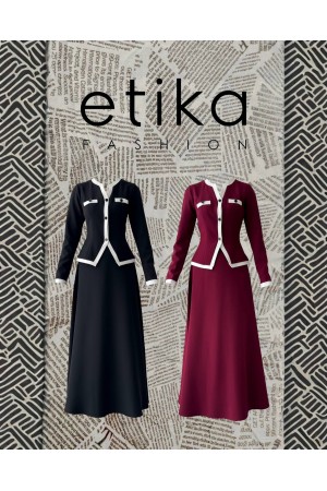 M00728-BORDO Bordo ELBİSE