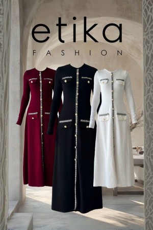 M00729-BORDO Bordo ELBİSE