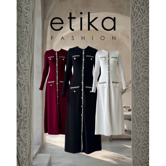 M00729-BORDO Bordo ELBİSE