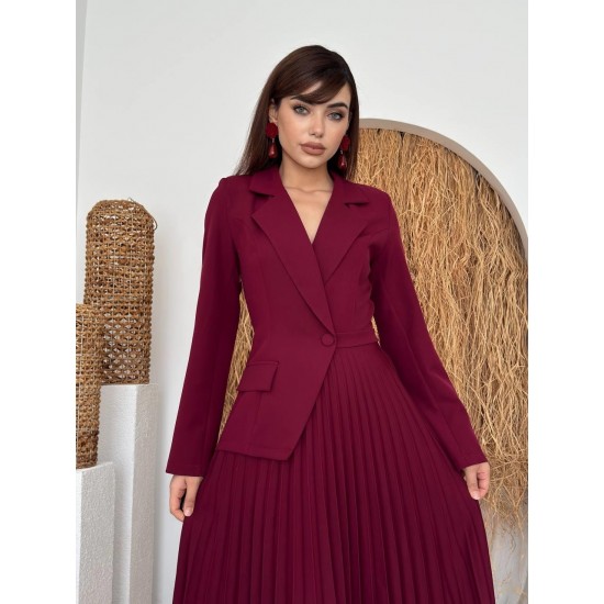 M00730-BORDO Bordo ELBİSE