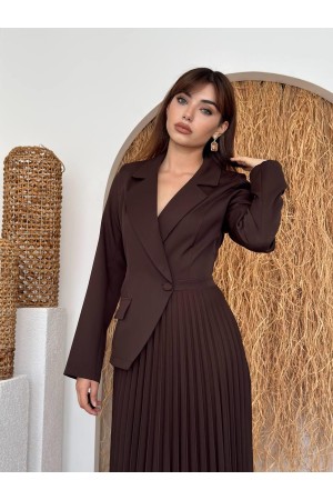 M00730-KAHVE KAHVE ELBİSE