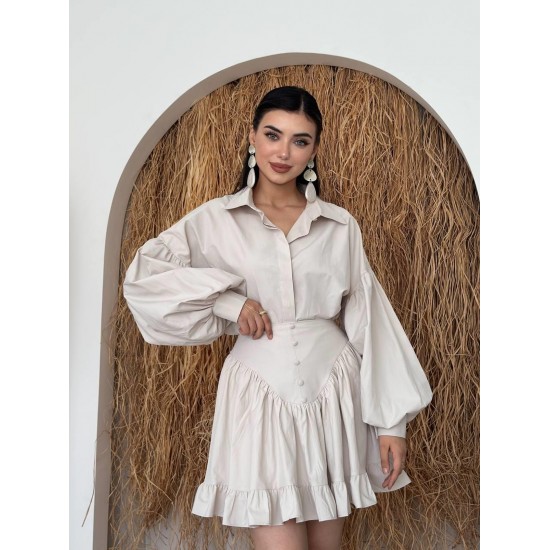 M00733-BEJ Bej ELBİSE