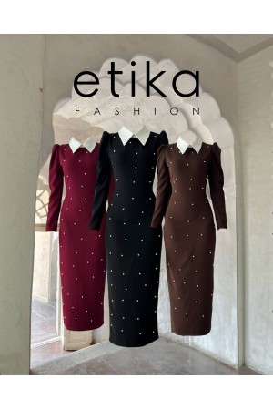 M00738-BORDO Bordo ELBİSE