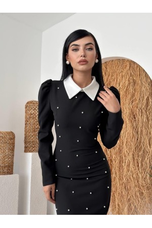 M00738-SIYAH Siyah ELBİSE