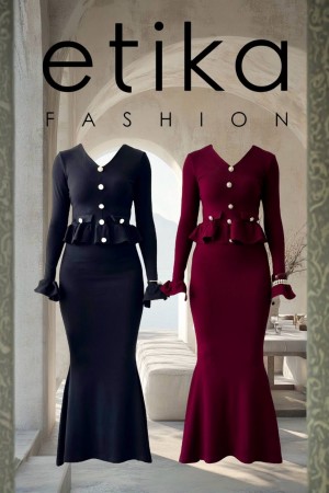 M00739-SIYAH Siyah ELBİSE