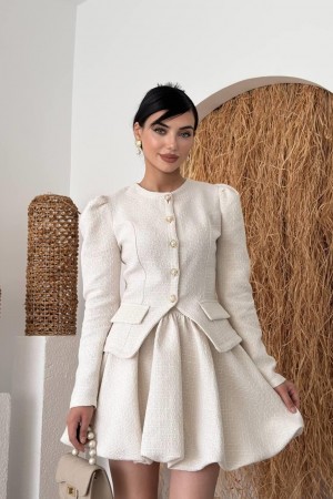 M00742-BEYAZ Beyaz ELBİSE