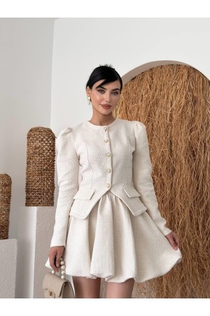 M00742-BEYAZ Beyaz ELBİSE