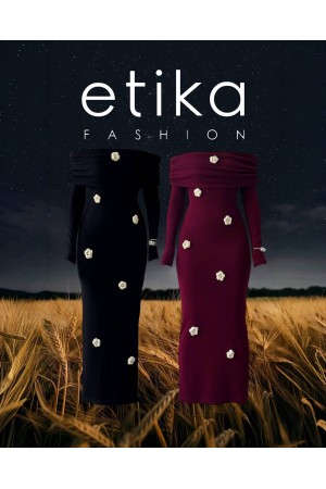 M00743-SIYAH Siyah ELBİSE