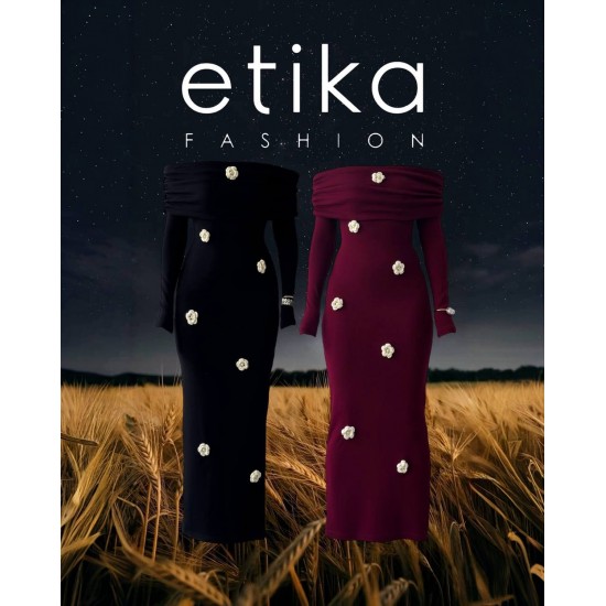 M00743-SIYAH Siyah ELBİSE