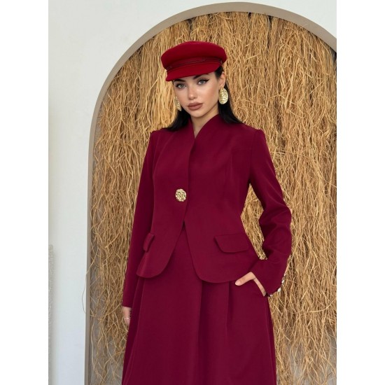 M00744-BORDO Bordo ELBİSE