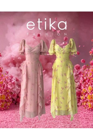 M00751-PEMBE Pembe ELBİSE