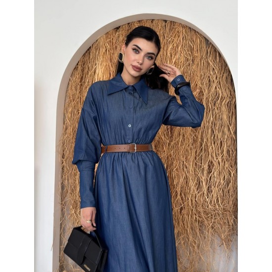 M00752-MAVİ Mavi ELBİSE