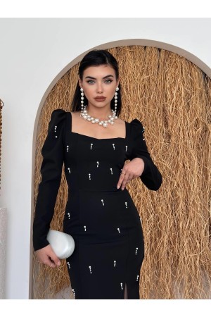 M00755-SIYAH Siyah ELBİSE