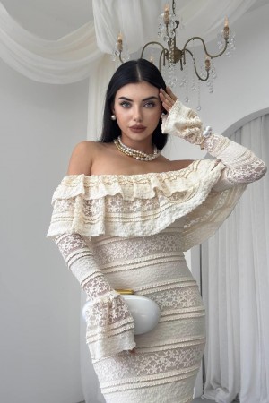 M00761-BEJ Bej ELBİSE