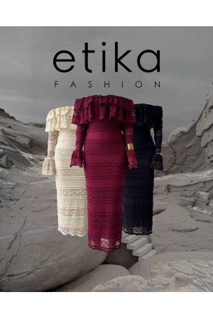 M00761-BORDO Bordo ELBİSE