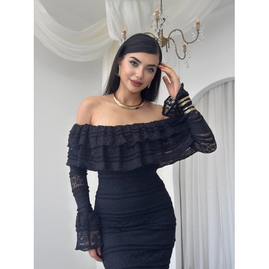 M00761-SIYAH Siyah ELBİSE