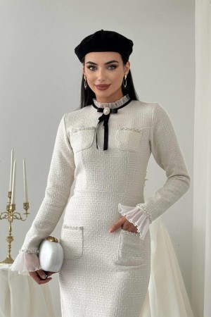 M00765-EKRU EKRU ELBİSE