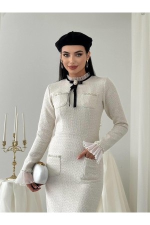 M00765-EKRU EKRU ELBİSE