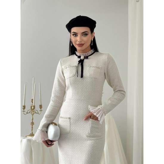 M00765-EKRU EKRU ELBİSE