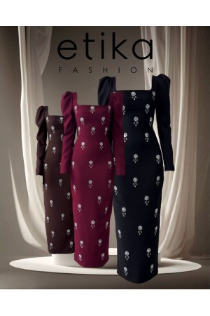 M00767-BORDO Bordo ELBİSE