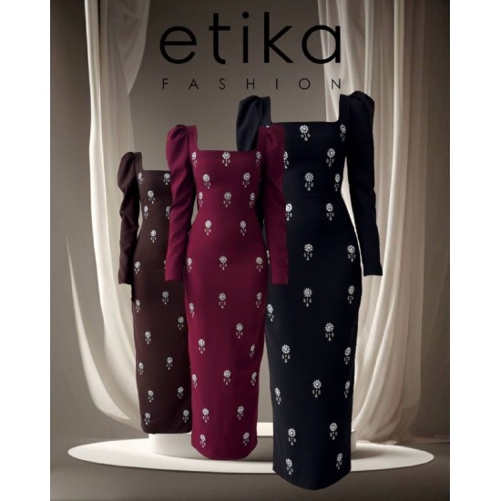 M00767-BORDO Bordo ELBİSE