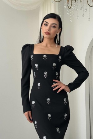 M00767-SIYAH Siyah ELBİSE