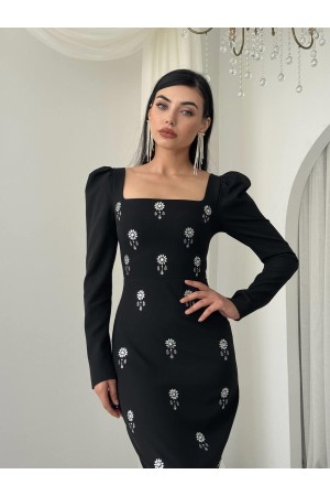 M00767-SIYAH Siyah ELBİSE