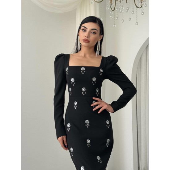 M00767-SIYAH Siyah ELBİSE