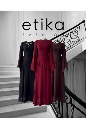 M00768-KAHVE COFFEE DRESS