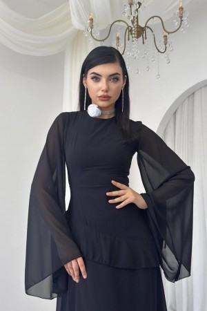 M00768-SIYAH Siyah ELBİSE