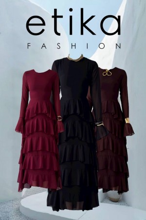 M00769-KAHVE KAHVE ELBİSE