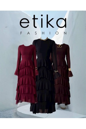 M00769-KAHVE KAHVE ELBİSE