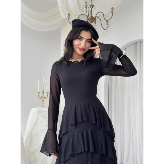 M00769-SIYAH Siyah ELBİSE