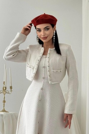 M00770-BEYAZ Beyaz ELBİSE
