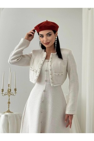 M00770-BEYAZ Beyaz ELBİSE