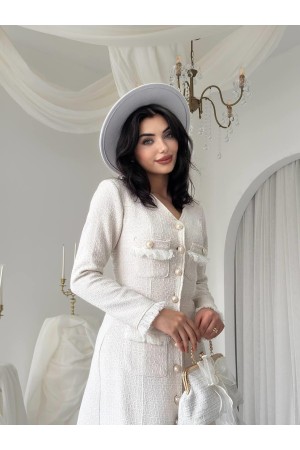 M00771-EKRU EKRU ELBİSE