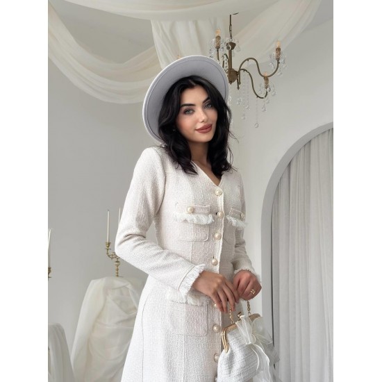 M00771-EKRU EKRU ELBİSE