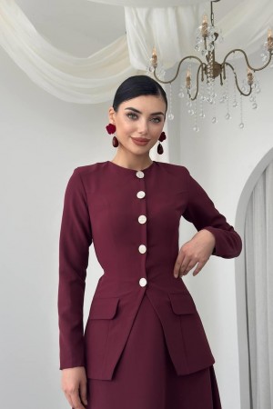 M00772-BORDO Bordo ELBİSE