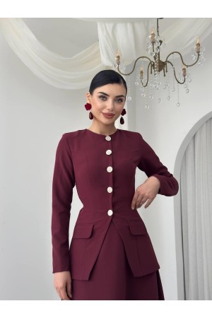 M00772-BORDO Bordo ELBİSE