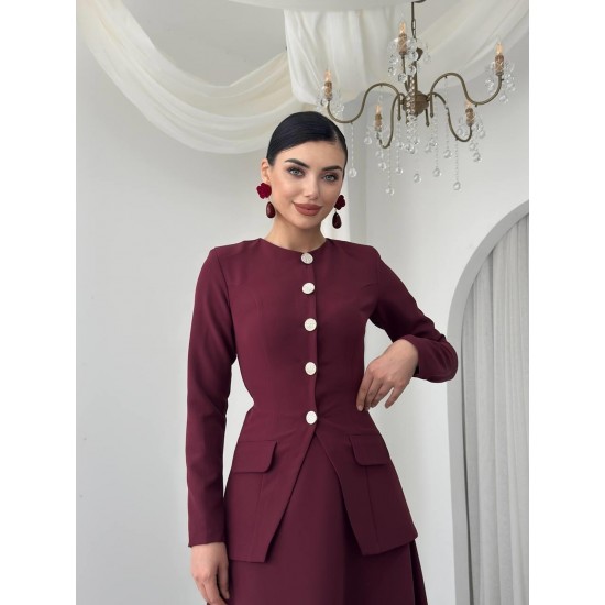 M00772-BORDO Bordo ELBİSE