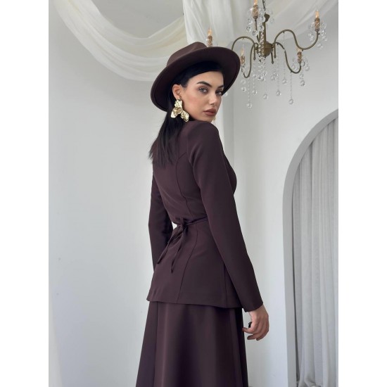 M00772-KAHVE KAHVE ELBİSE