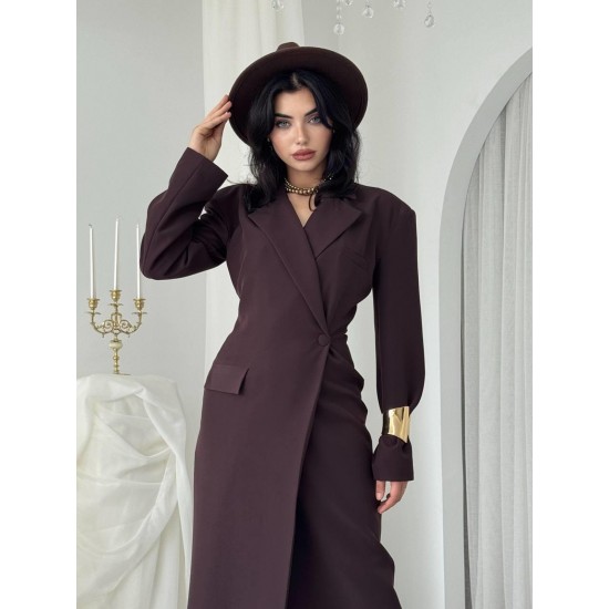 M00773-KAHVE KAHVE ELBİSE