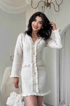 M00777-EKRU EKRU ELBİSE