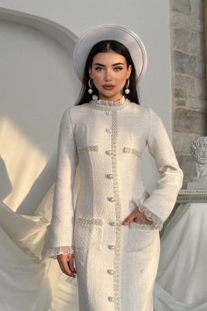 M00782-BEYAZ Beyaz ELBİSE