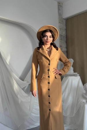 M00787-CAMEL CAMEL CEKET ELBİSE
