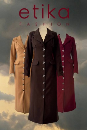 M00787-KAHVE KAHVE CEKET ELBİSE