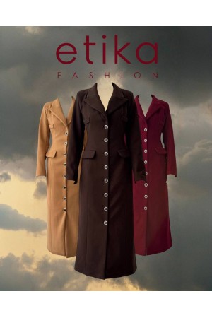 M00787-KAHVE KAHVE CEKET ELBİSE